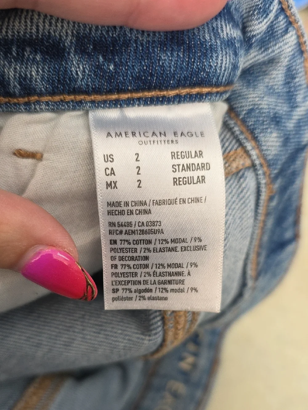 AE Distressed Straight Leg Mom Jeans 2